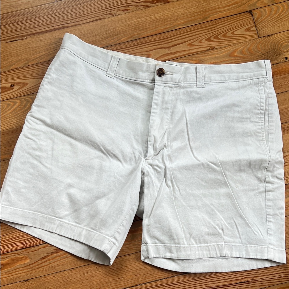 J. Crew White Flat-Front Chino Shorts